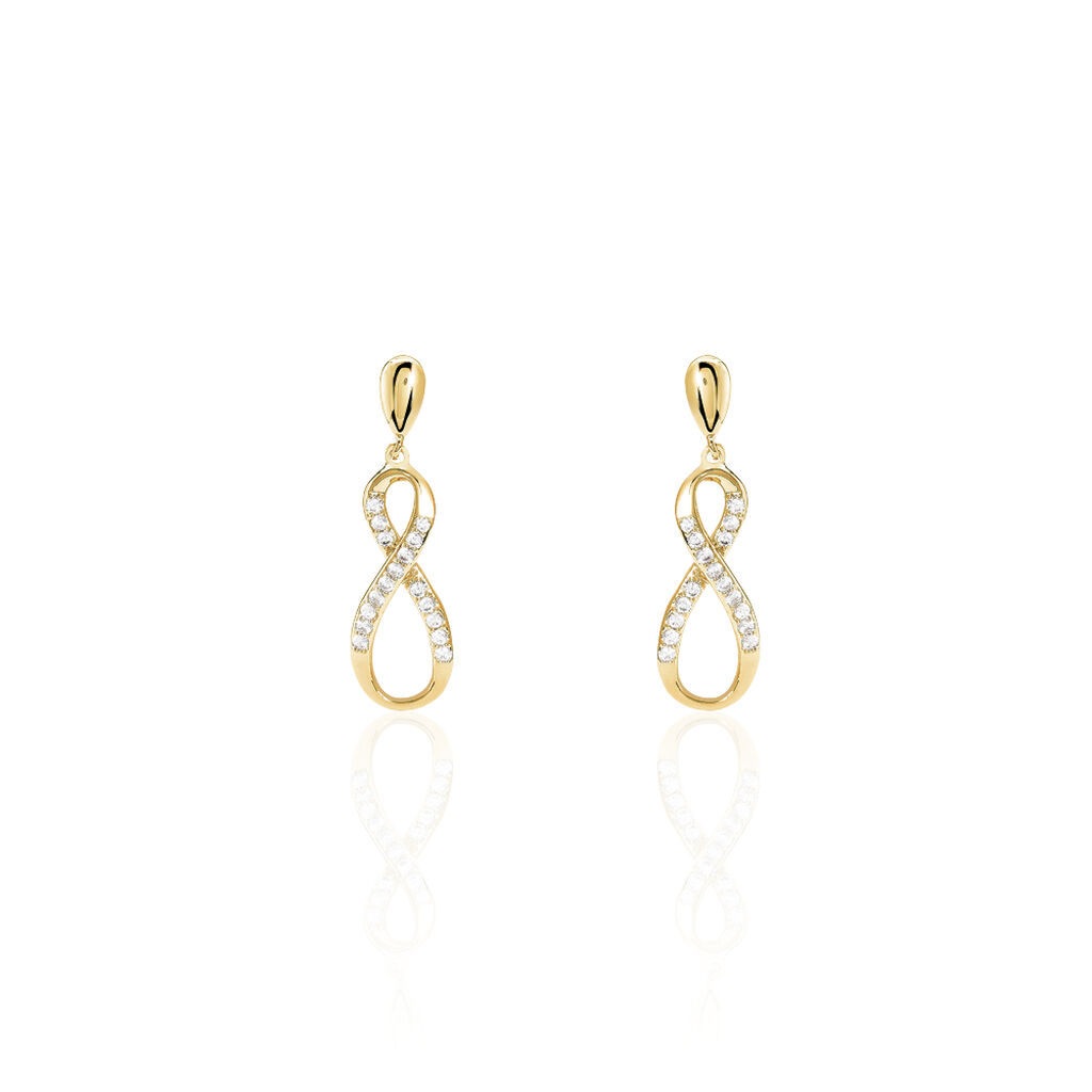 Boucles D'oreilles Pendantes Dunya Plaqué Or Jaune Oxyde De Zirconium - Boucles d'oreilles fantaisie Femme | Histoire d’Or