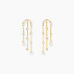 Boucles D'Oreilles Pendantes Nacr&eacute;e Or Jaune Perle De Culture Oxyde De Zirconium - Boucles d'oreilles pendantes Femme | Histoire d&rsquo;Or