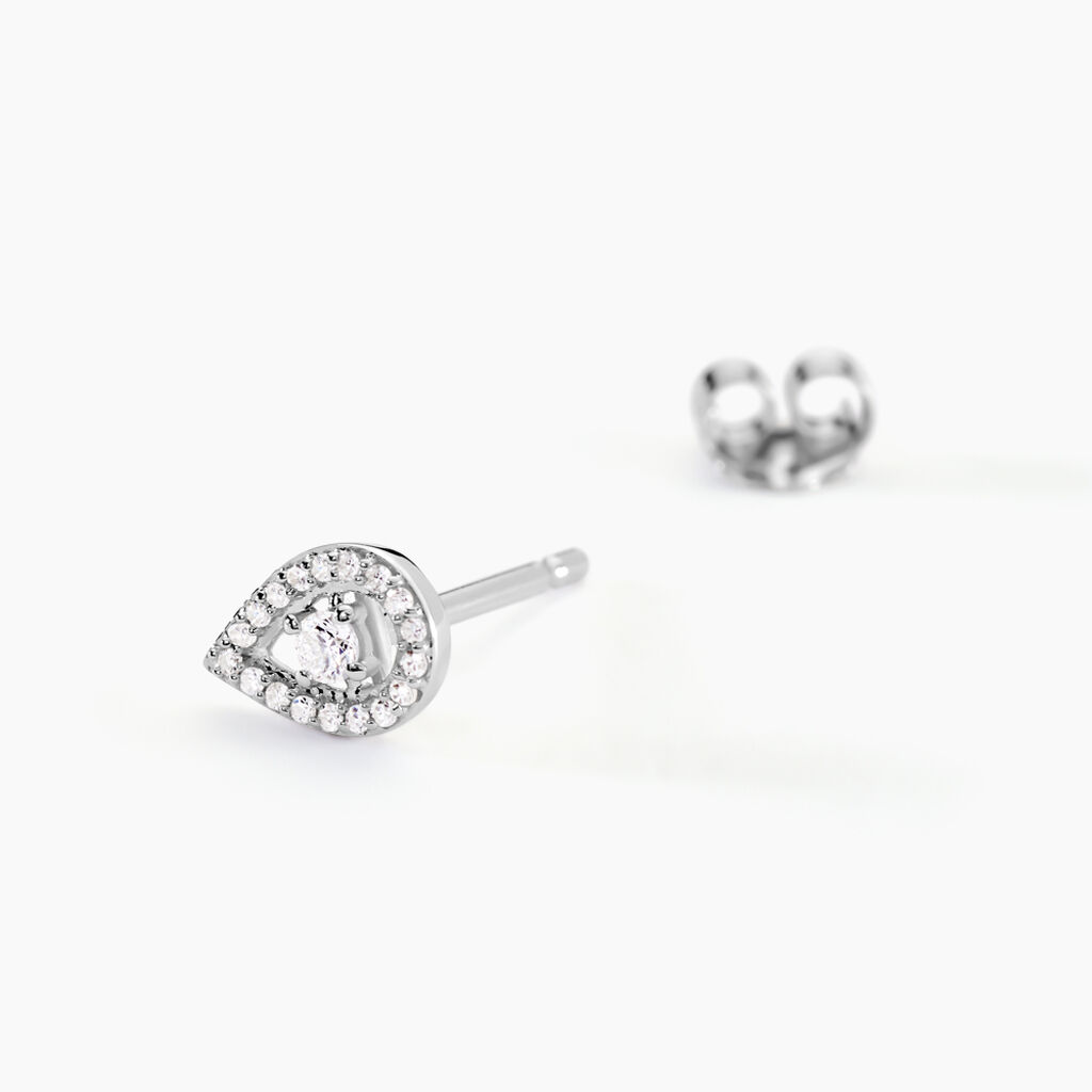 Boucles D'oreilles Puces Domitia Or Blanc Diamant - Clous d'oreilles Femme | Histoire d’Or