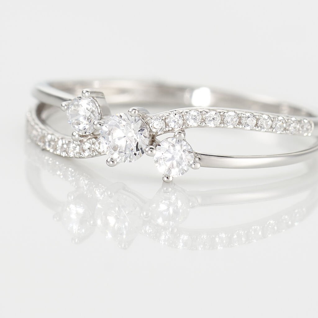 Bague Edwige Or Blanc Oxyde De Zirconium - Bagues solitaires Femme | Histoire d&rsquo;Or