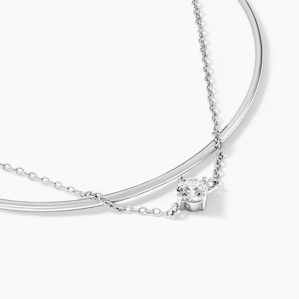 Bracelet Jonc Ruth Argent Blanc Oxyde De Zirconium - Bracelets joncs Femme | Histoire d’Or