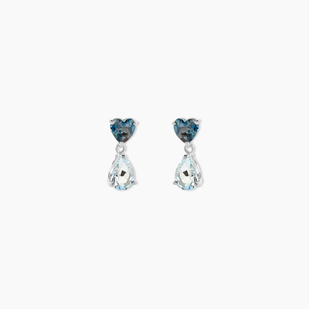 Boucles D'oreilles Puces Lenuta Or Blanc Topaze Bleu Sky Topaze - Clous d'oreilles Femme | Histoire d&rsquo;Or