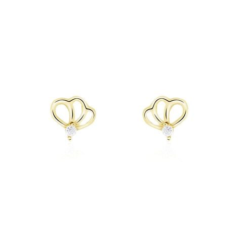 Boucles D'oreilles Puces Eleanor Fleur Or Jaune Oxyde De Zirconium - Clous d'oreilles Femme | Histoire d’Or