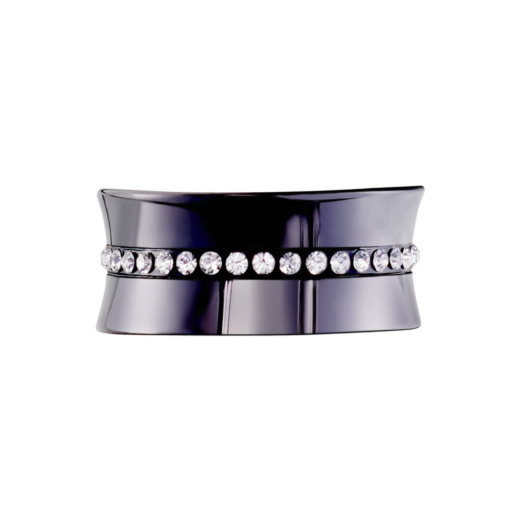 Bague Ceramik Design Argent Blanc Céramique Et Strass - Bagues avec pierre Femme | Histoire d’Or