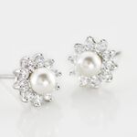 Boucles D'oreilles Puces Argent Blanc Cheri Perle De Culture Oxydes - Boucles d'oreilles fantaisie Femme | Histoire d&rsquo;Or