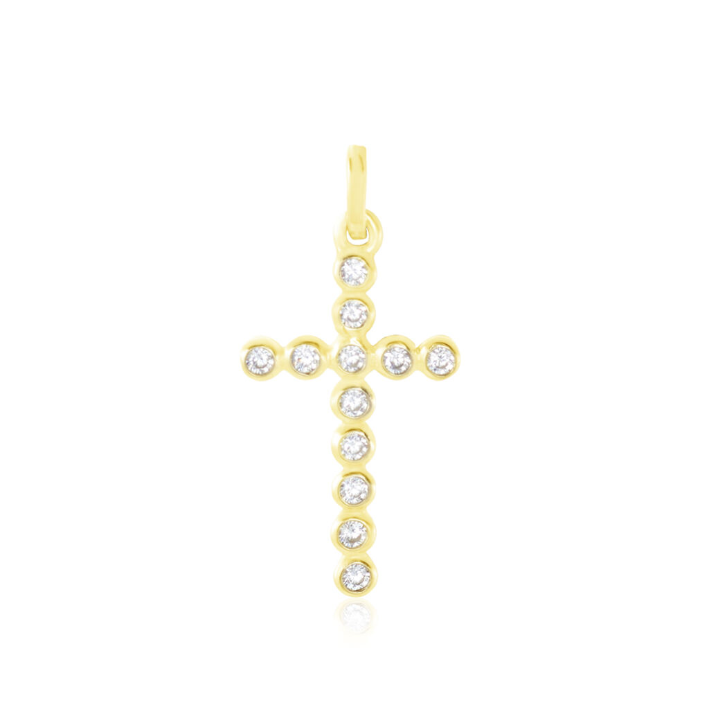 Pendentif Canice Croix Or Jaune Oxyde De Zirconium - Pendentifs Communion Femme | Histoire d’Or