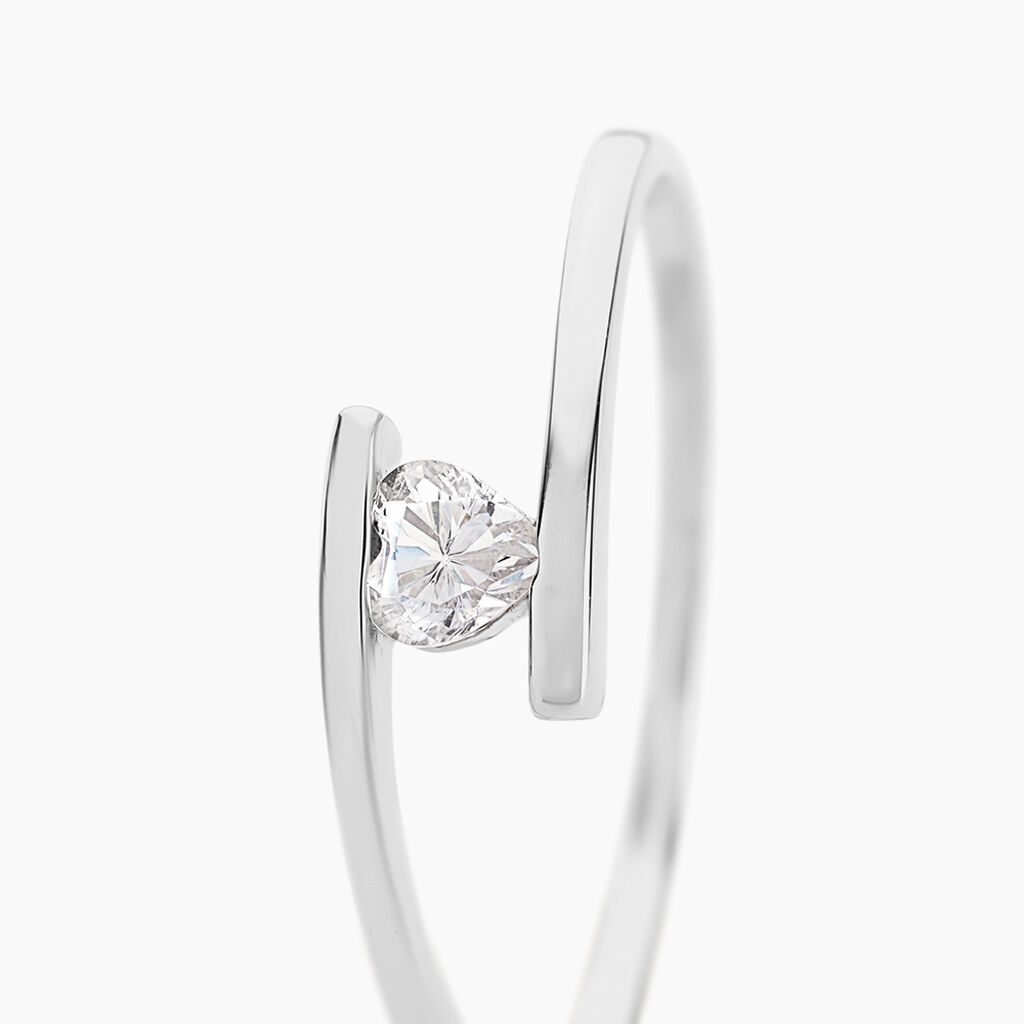 Bague Solitaire Moera Or Blanc Oxyde De Zirconium - Bagues solitaires Femme | Histoire d&rsquo;Or