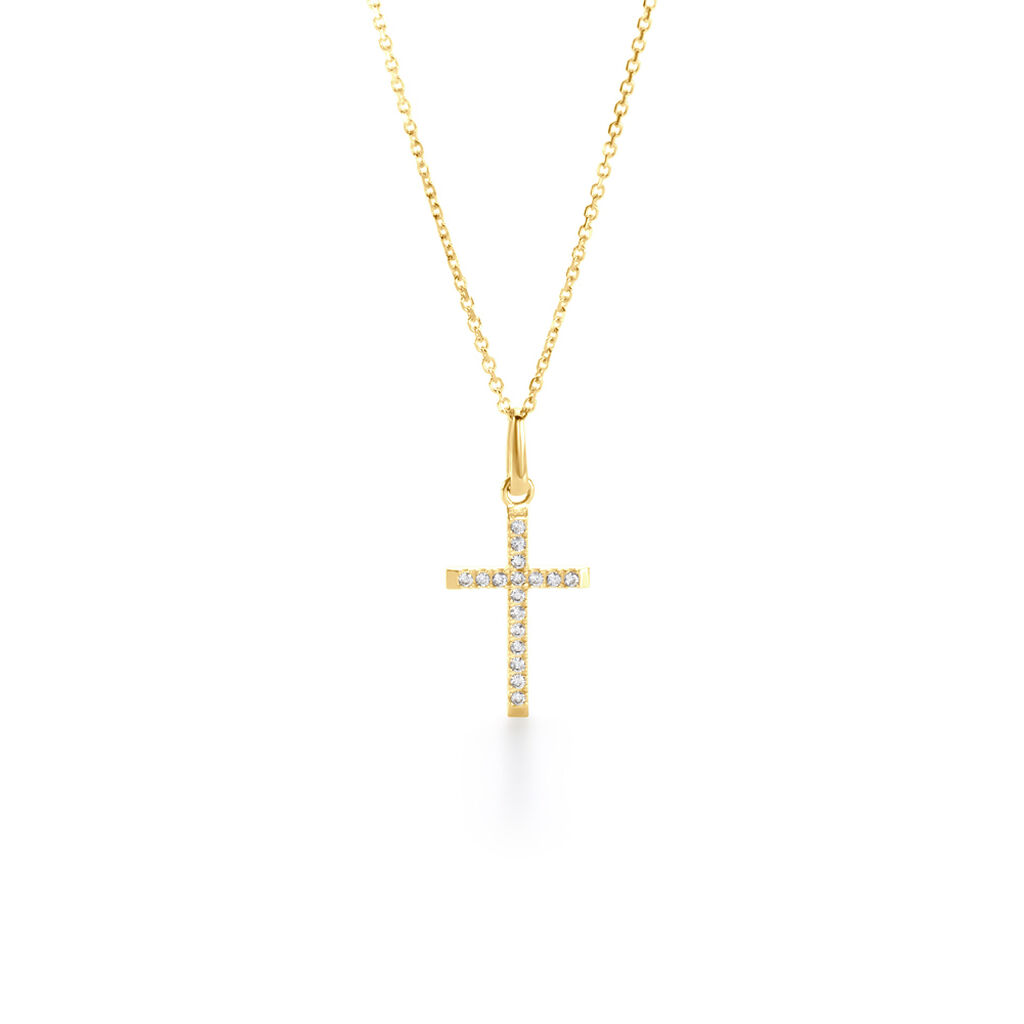 Pendentif Or Jaune Kallen Oxydes De Zirconium - Pendentifs Baptême Famille | Histoire d’Or