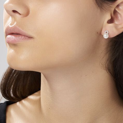 Boucles D'oreilles Pendantes Lilio Argent  Perle De Culture Et Oxyde - Boucles d'oreilles fantaisie Femme | Histoire d’Or