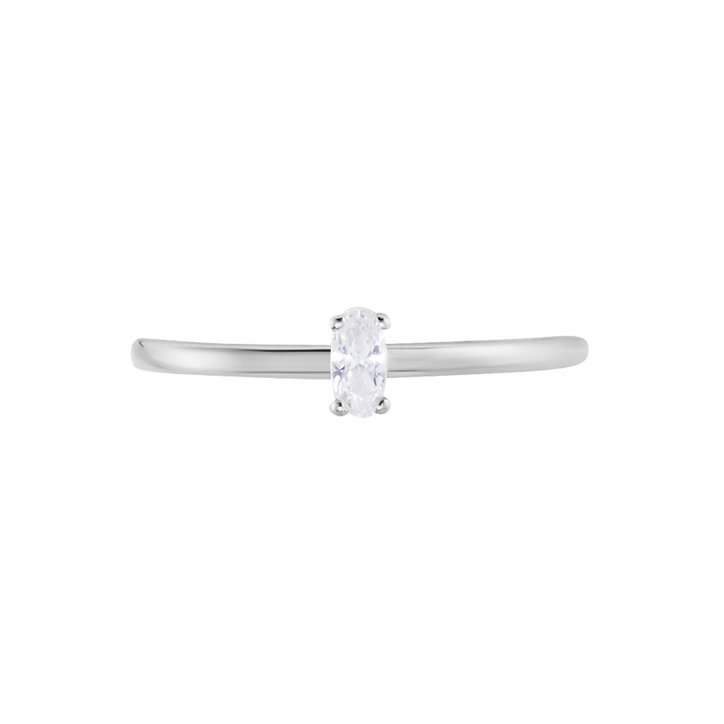 Bague Solitaire Argent Blanc  1er Solitaire Oxyde De Zirconium - Bagues solitaires Femme | Histoire d’Or