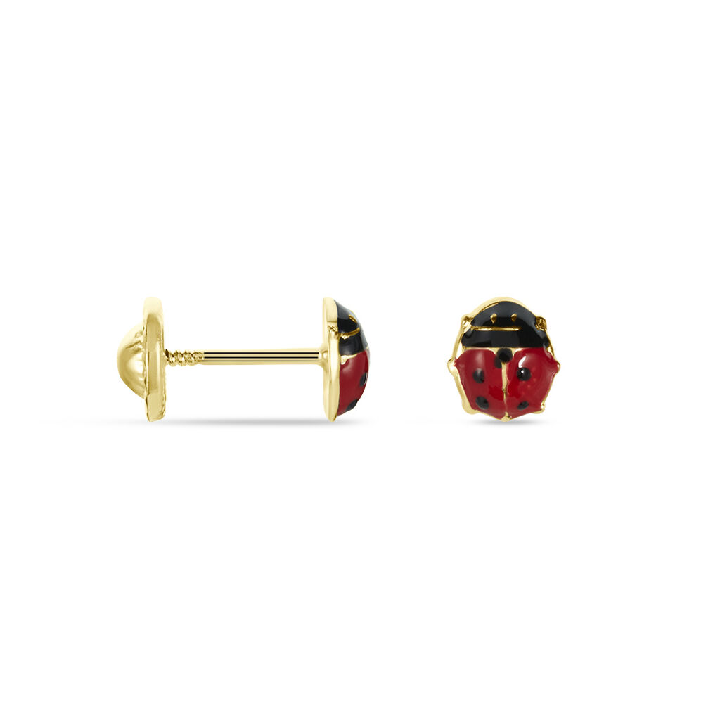 Boucles D'oreilles Puces Or Jaune Helidie Email - Clous d'oreilles Enfant | Histoire d’Or
