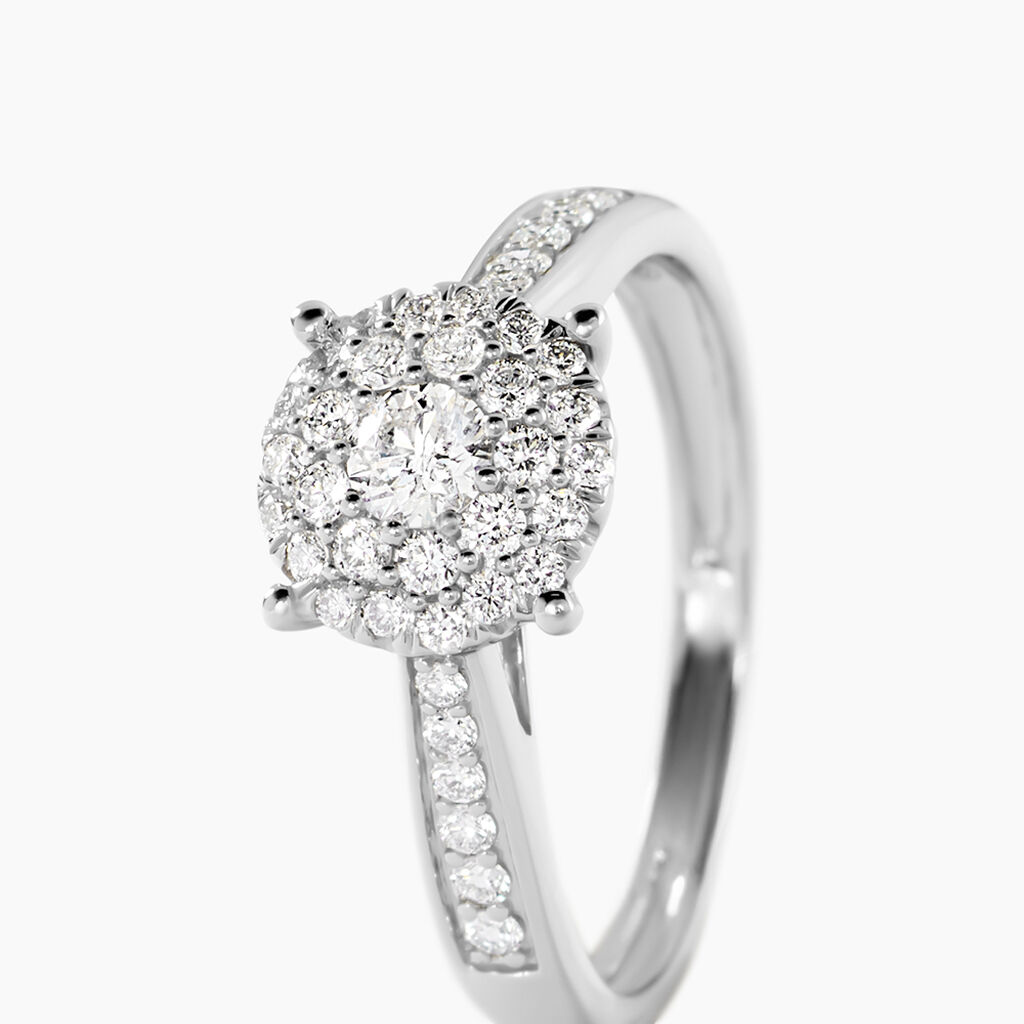Bague Shirlene Ld Platine Blanc Diamant Synth&eacute;tique - Bagues solitaires Femme | Histoire d&rsquo;Or