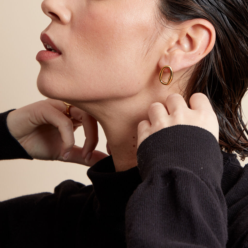 Boucles D'oreilles Gold Aura Acier Jaune - Boucles d'oreilles créoles Femme | Histoire d’Or