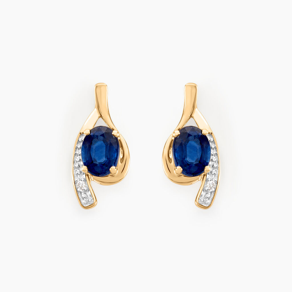 Bijoux D'oreilles Emotion Or Jaune Saphir Diamant - Clous d'oreilles Femme | Histoire d’Or