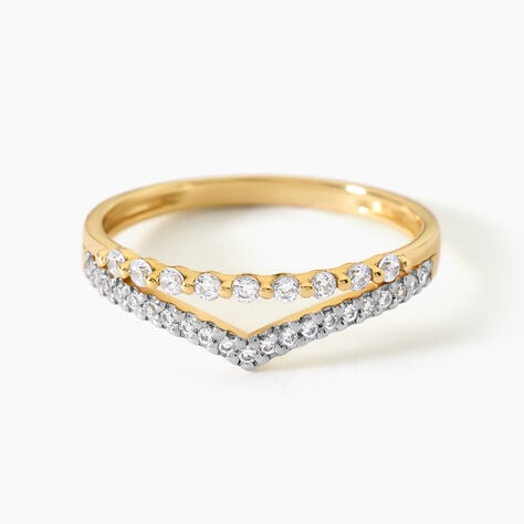 Bague Eclat D'Etoile Argent Dor&eacute; A L'Or 750/1000 Oxyde De Zirconium - Bagues avec pierre Femme | Histoire d&rsquo;Or