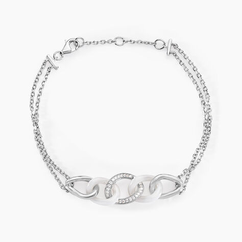 Bracelet Link Argent Blanc Céramique Et Oxyde De Zirconium - Bracelets Femme | Histoire d’Or