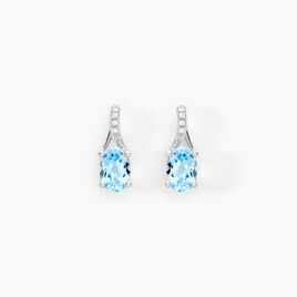Boucles D'oreilles Audea Or Blanc Topaze Et Oxyde De Zirconium - Boucles d'oreilles pendantes Femme | Histoire d’Or