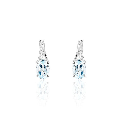 Boucles D'oreilles Audea Or Blanc Topaze Et Oxyde De Zirconium - Boucles d'oreilles pendantes Femme | Histoire d’Or