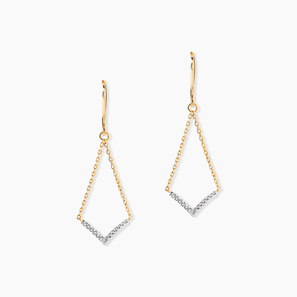 Boucles D'Oreilles Pendantes Italus Or Jaune Diamant - Boucles d'oreilles pendantes Femme | Histoire d&rsquo;Or