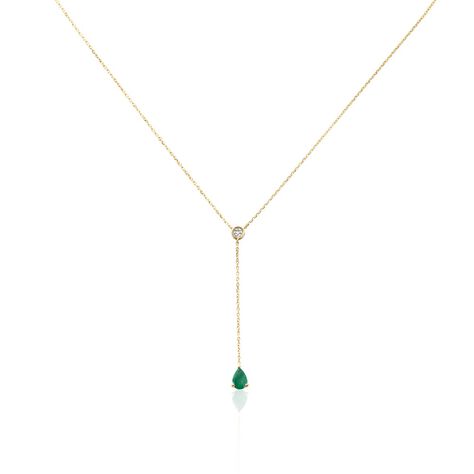 Collier Gracilia Or Jaune Emeraude Diamant - Colliers Femme | Histoire d&rsquo;Or
