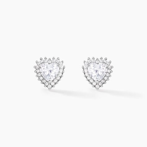 Boucles D'oreilles Puces Calvi Argent Blanc Oxyde De Zirconium - Boucles d'oreilles fantaisie Femme | Histoire d&rsquo;Or