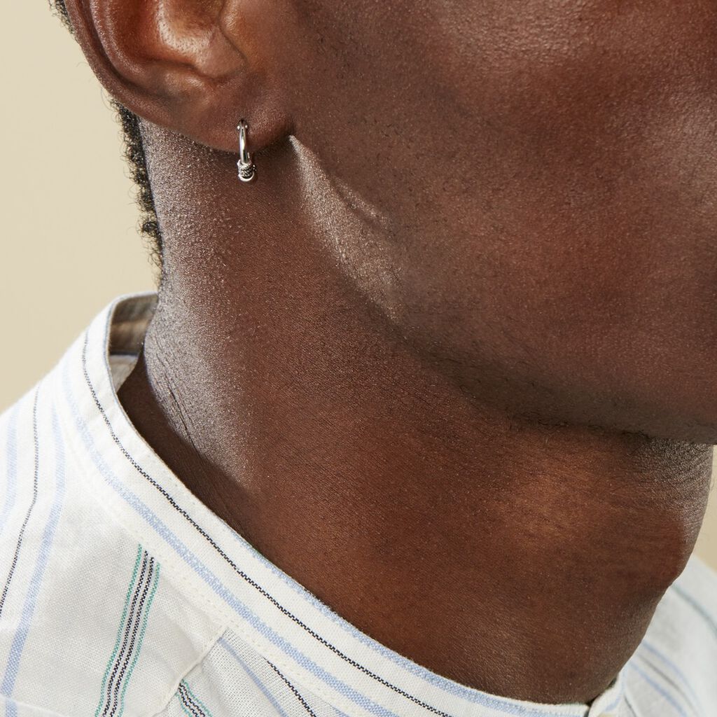 Créole Unitaire Ian Argent Blanc - Boucles d'oreilles créoles Homme | Histoire d’Or