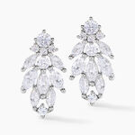 Boucles D'oreilles Pendantes Marquis Or Blanc Oxyde De Zirconium - Boucles d'oreilles pendantes Femme | Histoire d&rsquo;Or