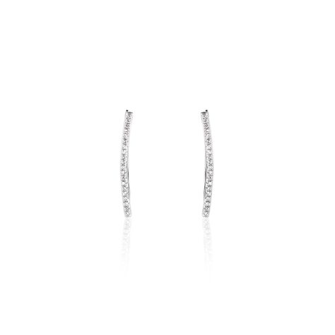 Boucles D'oreilles Grimpantes Fadoua Or Blanc Diamants - Boucles d'oreilles pendantes Femme | Histoire d’Or