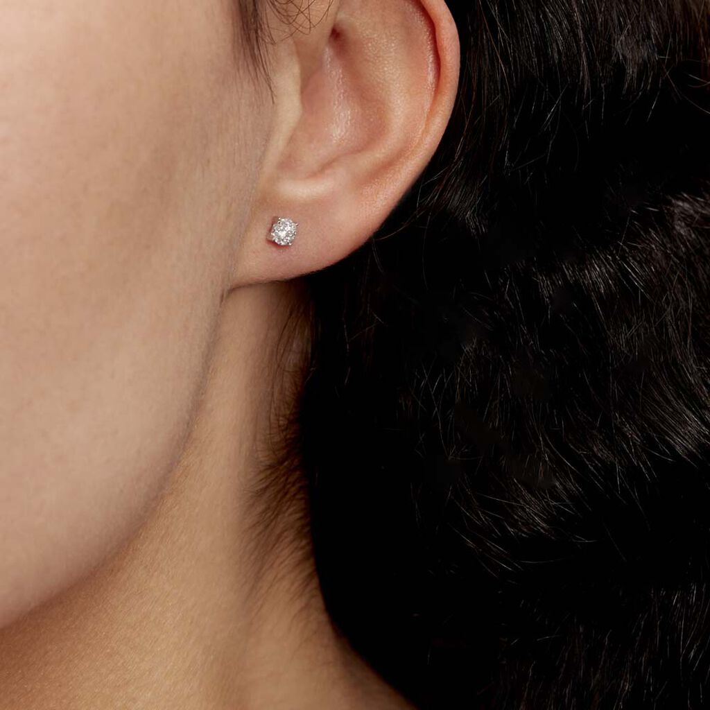 Boucles D'oreilles Puces Artemis Or Blanc Diamant - Clous d'oreilles Femme | Histoire d’Or