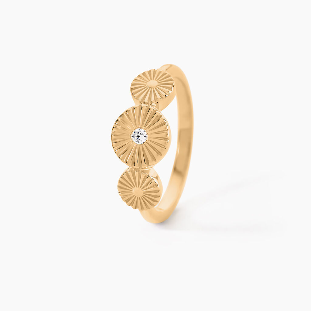 Bague Sunrays Plaqu&eacute; Or Jaune Oxyde De Zirconium - Bagues avec pierre Femme | Histoire d&rsquo;Or