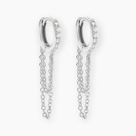 Créoles Argent Blanc Ibai Oxydes De Zirconium - Boucles d'oreilles créoles Femme | Histoire d’Or