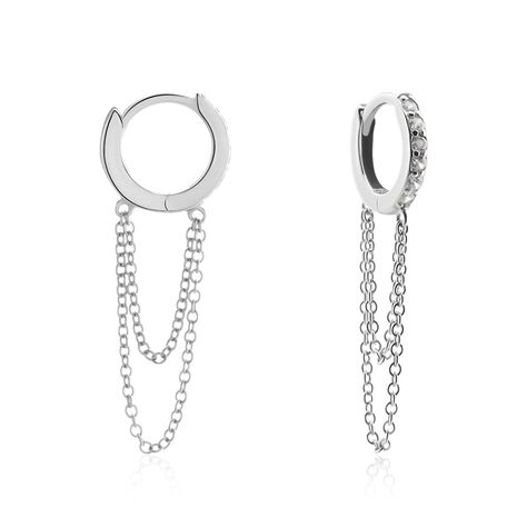 Créoles Argent Blanc Ibai Oxydes De Zirconium - Boucles d'oreilles créoles Femme | Histoire d’Or