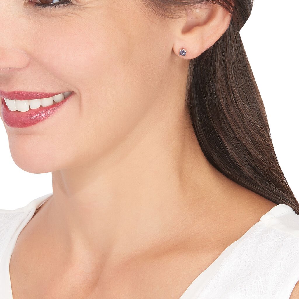 Boucles D'oreilles Puces Kate Or Blanc Saphir - Clous d'oreilles Femme | Histoire d&rsquo;Or