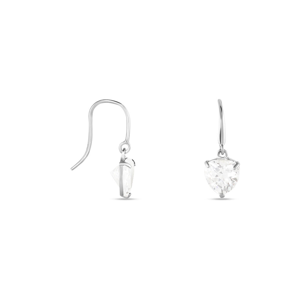 Boucles D'oreilles Pendantes Bo Coeur Pm Or Blanc Oxyde De Zirconium - Boucles d'oreilles pendantes Femme | Histoire d’Or