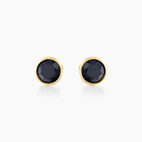 Boucles D'oreilles Puces Edy Serti Clos Or Jaune Saphir - Clous d'oreilles Femme | Histoire d’Or