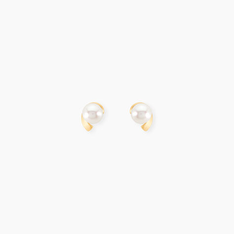Boucles D'oreilles Puces Odelle Or Jaune Perle De Culture - Clous d'oreilles Femme | Histoire d’Or
