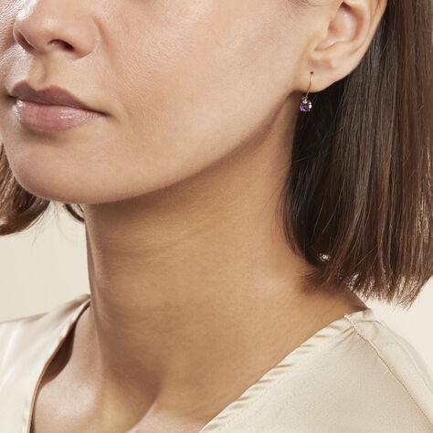 Boucles D'oreilles Pendantes Or Jaune Zoe Améthyste - Boucles d'oreilles pendantes Femme | Histoire d’Or
