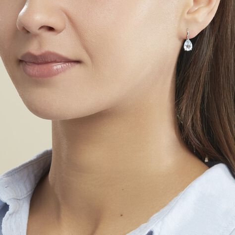Boucles D'oreilles Puces Anesa Or Blanc Topaze - Clous d'oreilles Femme | Histoire d’Or