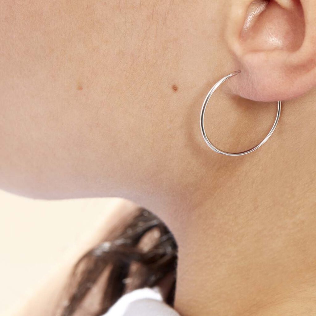 Créoles Dominae Or Blanc - Boucles d'oreilles créoles Femme | Histoire d’Or