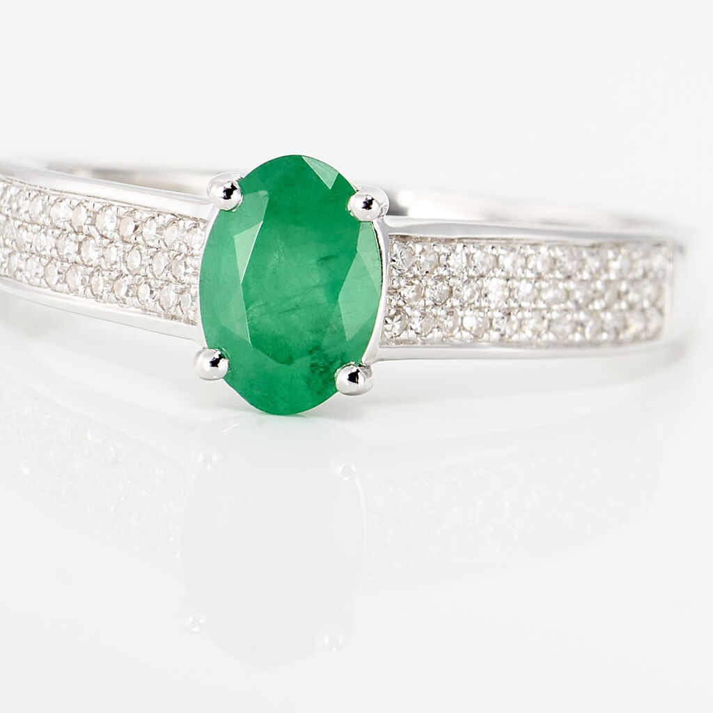 Bague Crista Or Blanc Emeraude Et Diamant - Bagues solitaires Femme | Histoire d&rsquo;Or