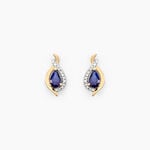 Boucles D'oreilles Puces Or Jaune Angelika Saphir - Clous d'oreilles Femme | Histoire d&rsquo;Or