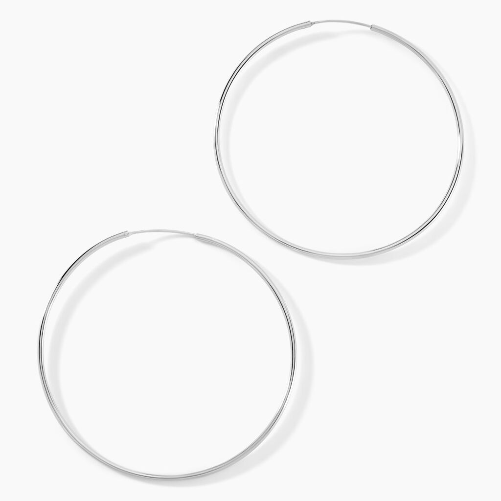 Créoles Argent Blanc Olympia - Boucles d'oreilles créoles Femme | Histoire d’Or
