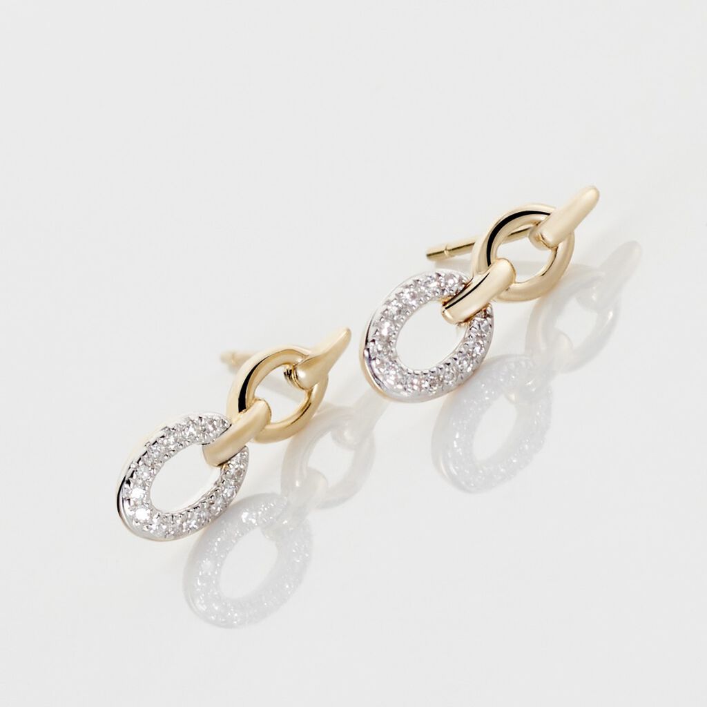 Boucles D'oreilles Pendantes Margane Or Jaune Diamant - Boucles d'oreilles pendantes Femme | Histoire d’Or