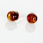 Boucles D'oreilles Puces Brunhild Argent Blanc Ambre - Boucles d'oreilles fantaisie Femme | Histoire d&rsquo;Or