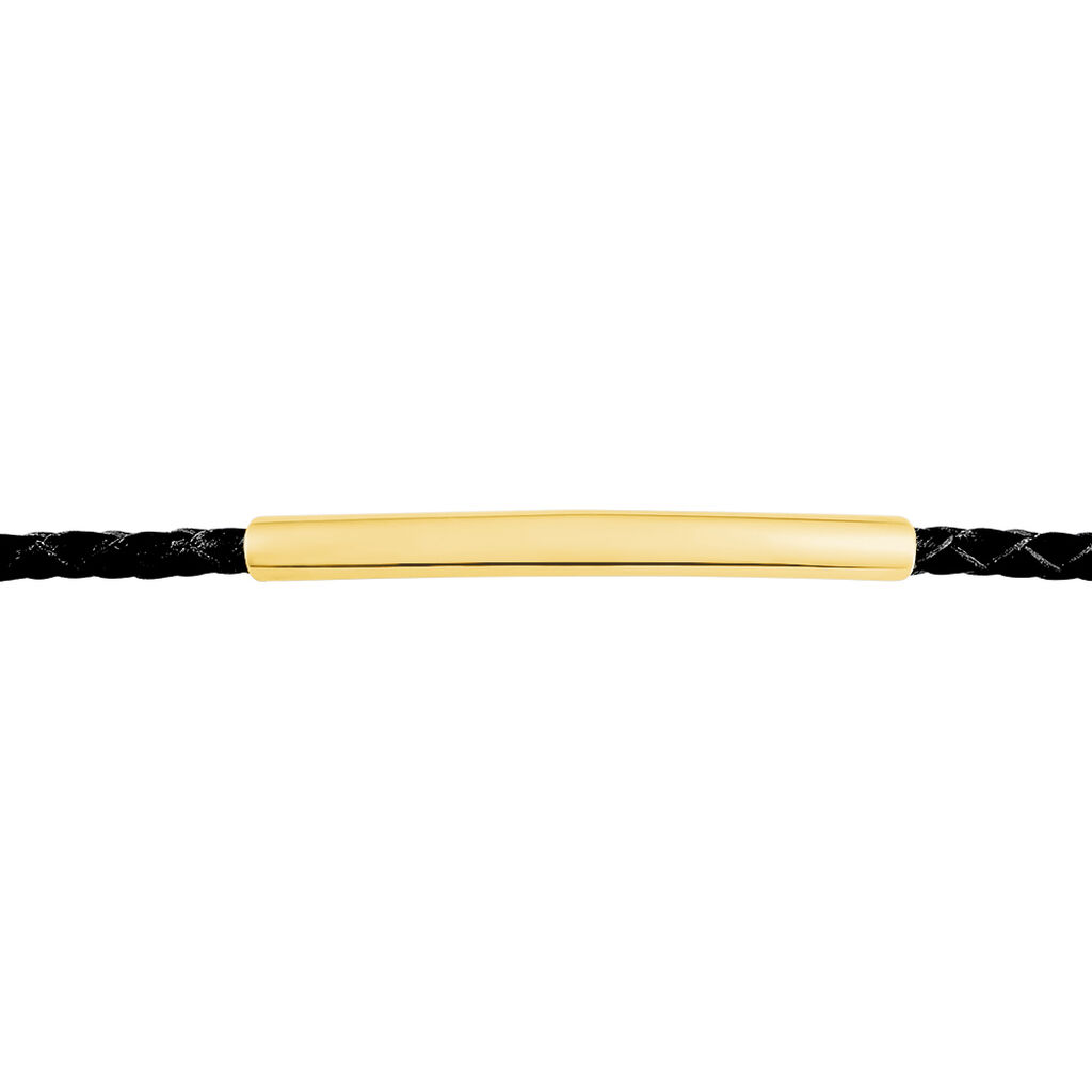 Bracelet Boshra Acier Dore Cuir Noir - Bracelets Femme | Histoire d’Or