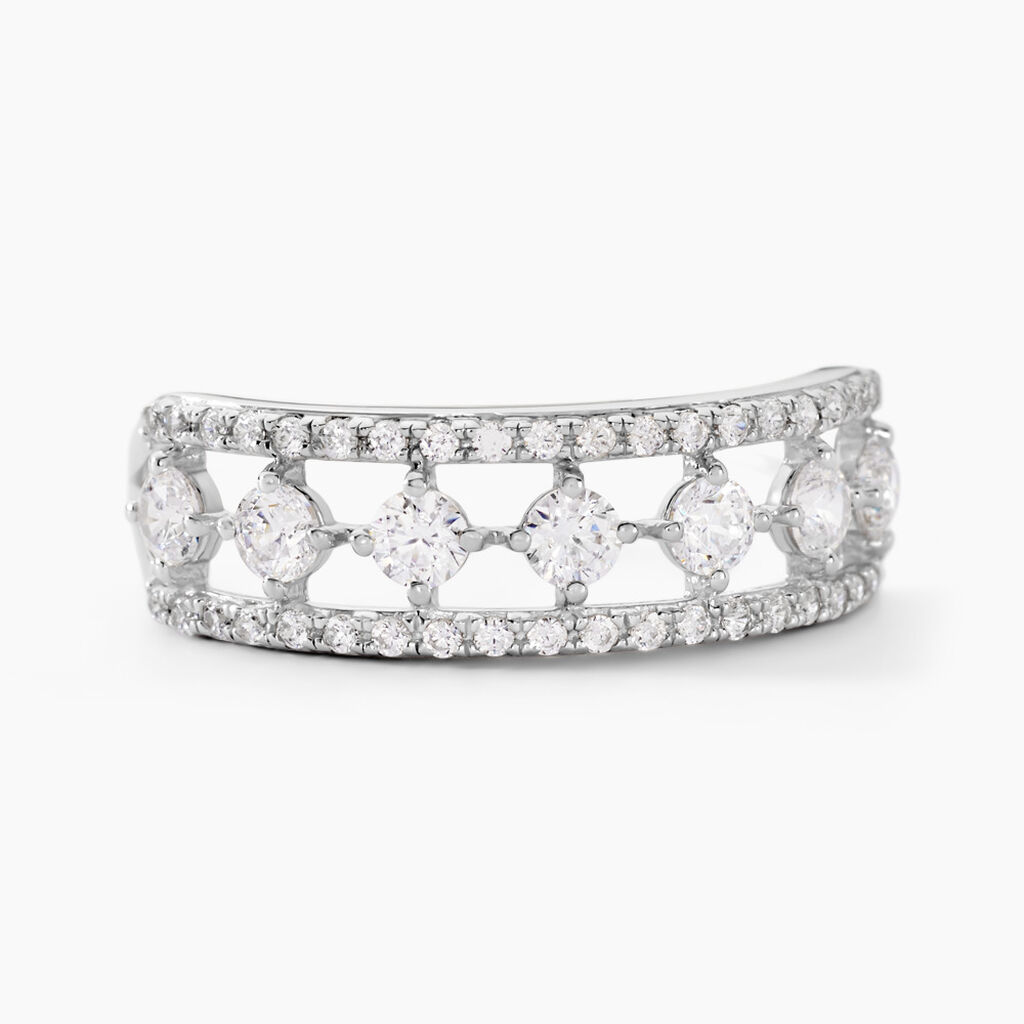 Bague The Crown Or Blanc Oxyde De Zirconium - Bagues avec pierre Femme | Histoire d&rsquo;Or