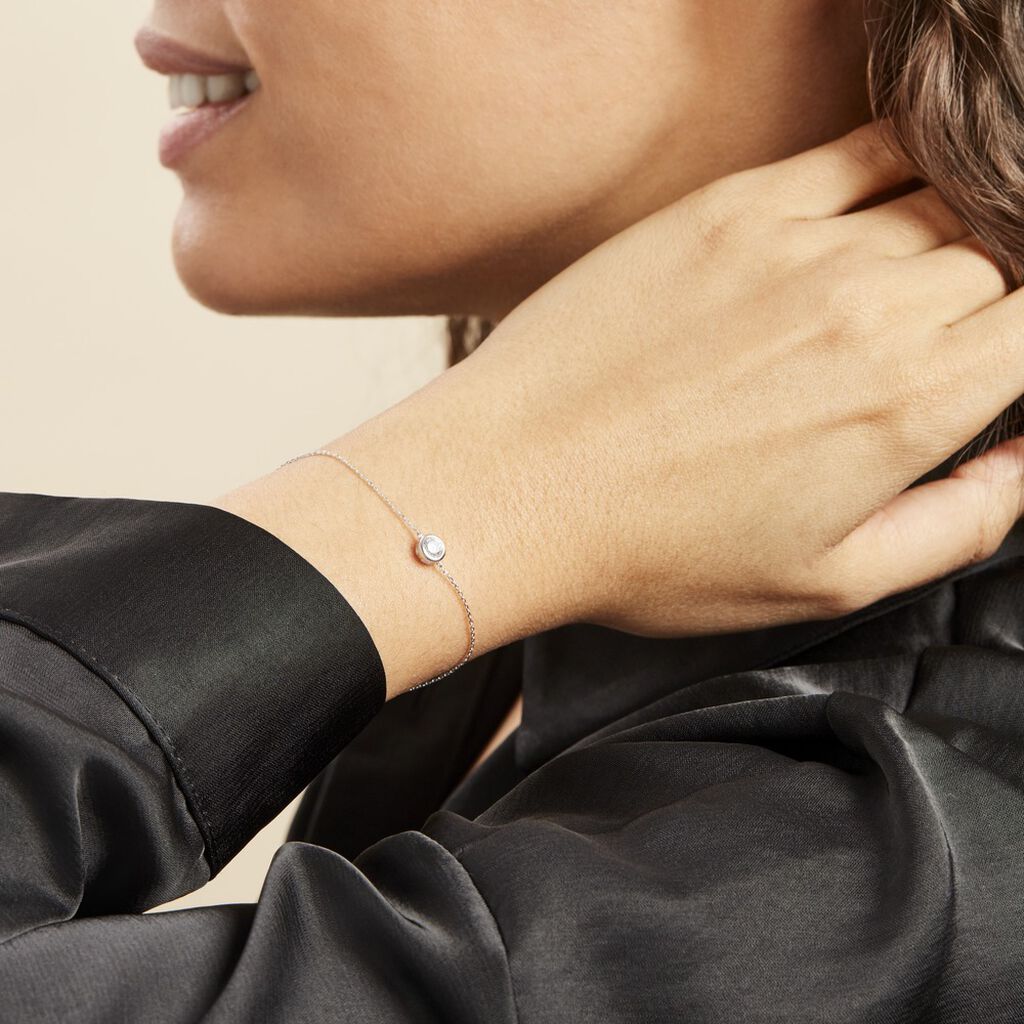 Bracelet Columbine Or Blanc Oxyde De Zirconium Blanc - Bracelets Femme | Histoire d’Or