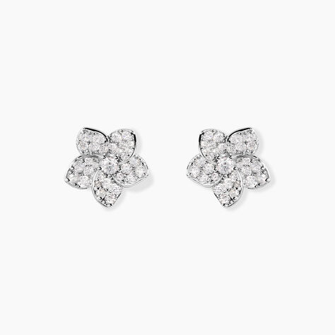 Boucles D'Oreilles Puces Sephine Argent Blanc Oxyde De Zirconium - Boucles d'oreilles fantaisie Femme | Histoire d&rsquo;Or