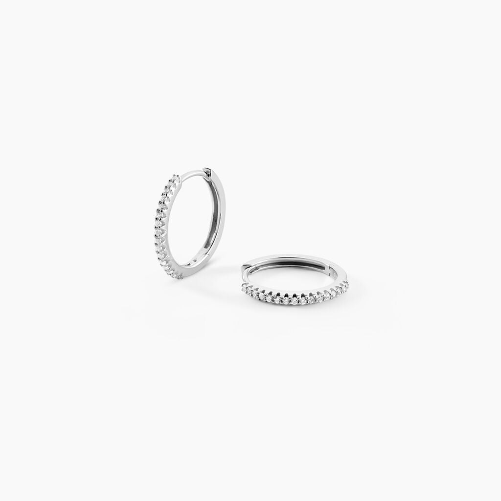 Cr&eacute;oles Karlene Argent Blanc Oxyde De Zirconium - Boucles d'oreilles cr&eacute;oles Femme | Histoire d&rsquo;Or
