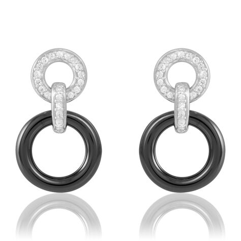 Boucles D'oreilles Pendantes Besmala Argent Oxyde Et Céramique - Boucles d'oreilles pendantes Femme | Histoire d’Or